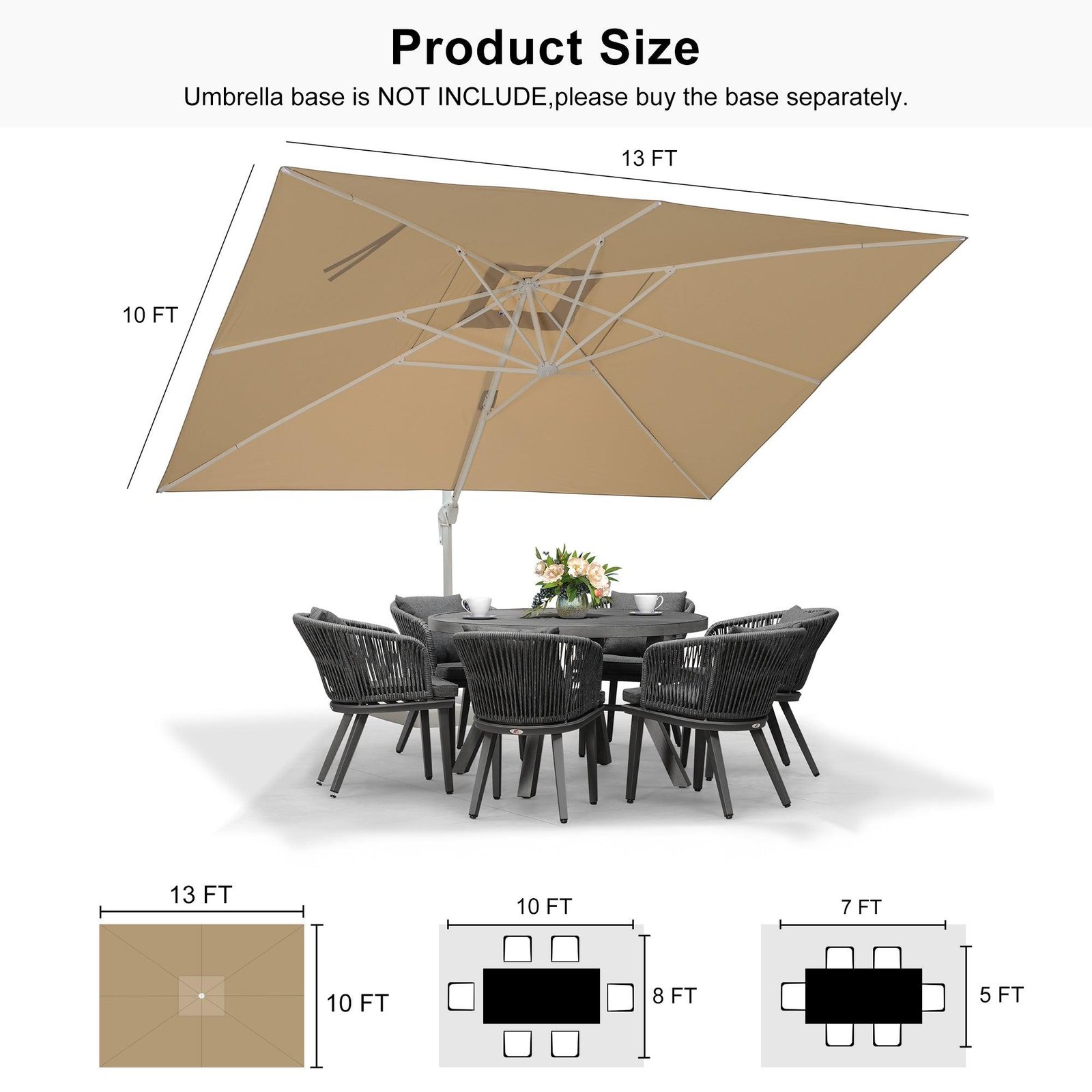Morden White Outdoor Umbrella Premium Aluminum Patio Cantilever Pool Sun Umbrellas - Image 185