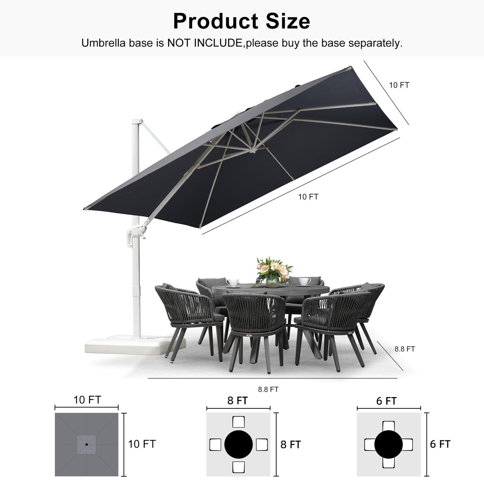 Morden White Outdoor Umbrella Premium Aluminum Patio Cantilever Pool Sun Umbrellas - Image 177
