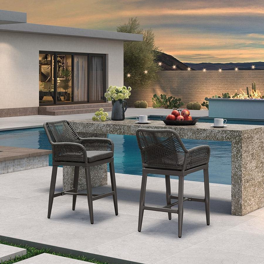 Modern Bar Stools Aluminum Bar Stool with Cushion for Indoor and Outdoor, Kitchen Island - Image 8
