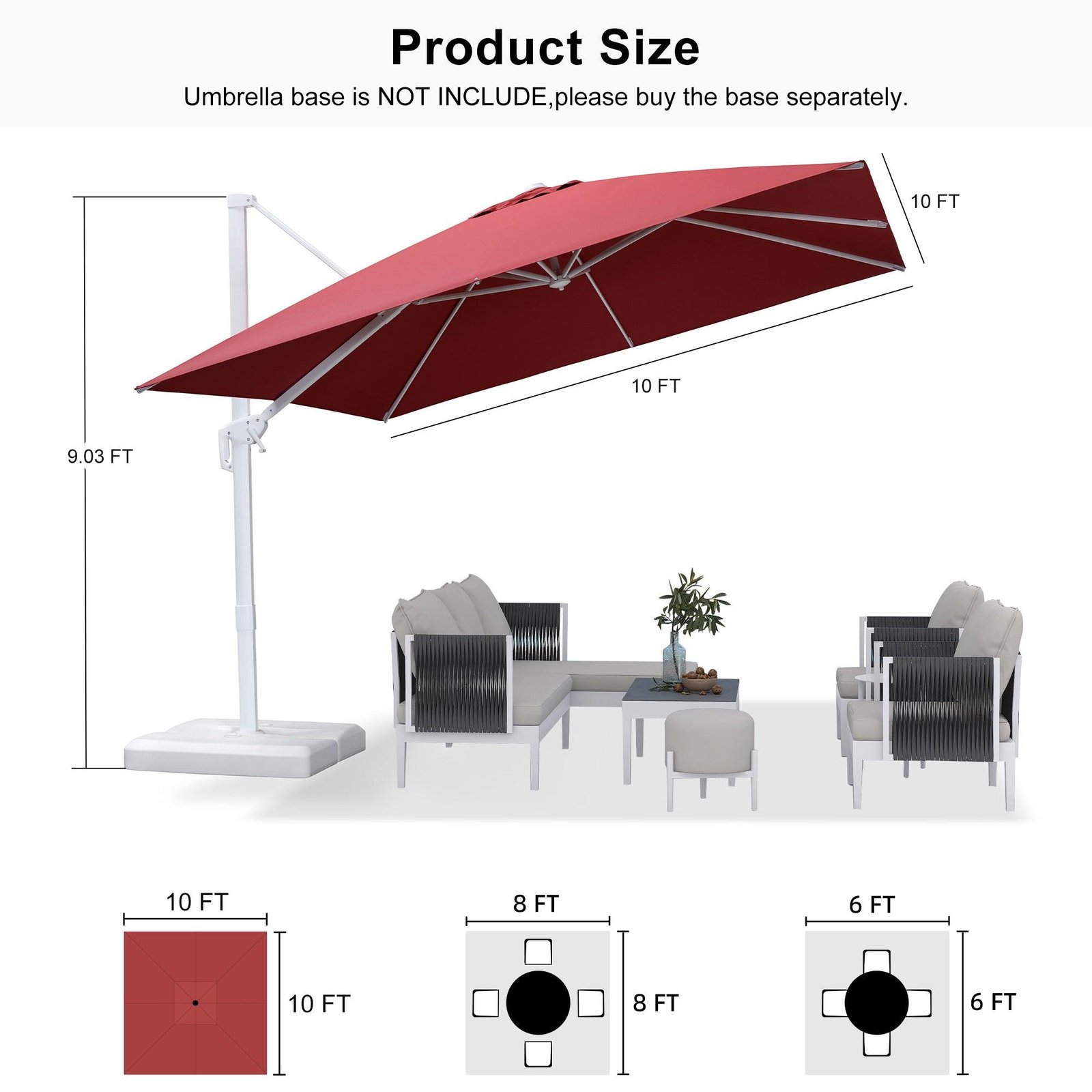Morden White Outdoor Umbrella Premium Aluminum Patio Cantilever Pool Sun Umbrellas - Image 180