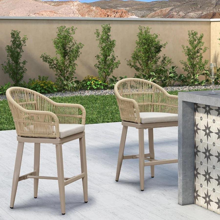 Outdoor Bar Stools Rattan Bar Stools Counter Stools with Back and Cushions  for Patio, Garden, Kitchen - Image 10