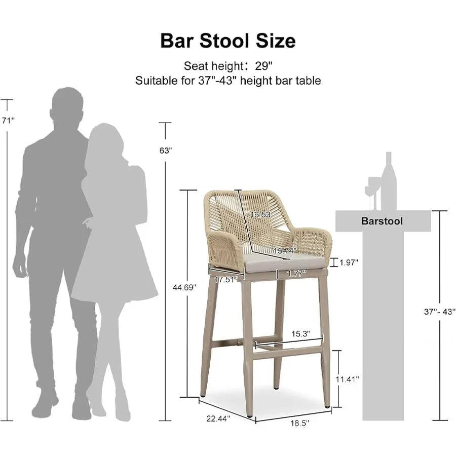 Modern Bar Stools Aluminum Bar Stool with Cushion for Indoor and Outdoor, Kitchen Island - Image 17