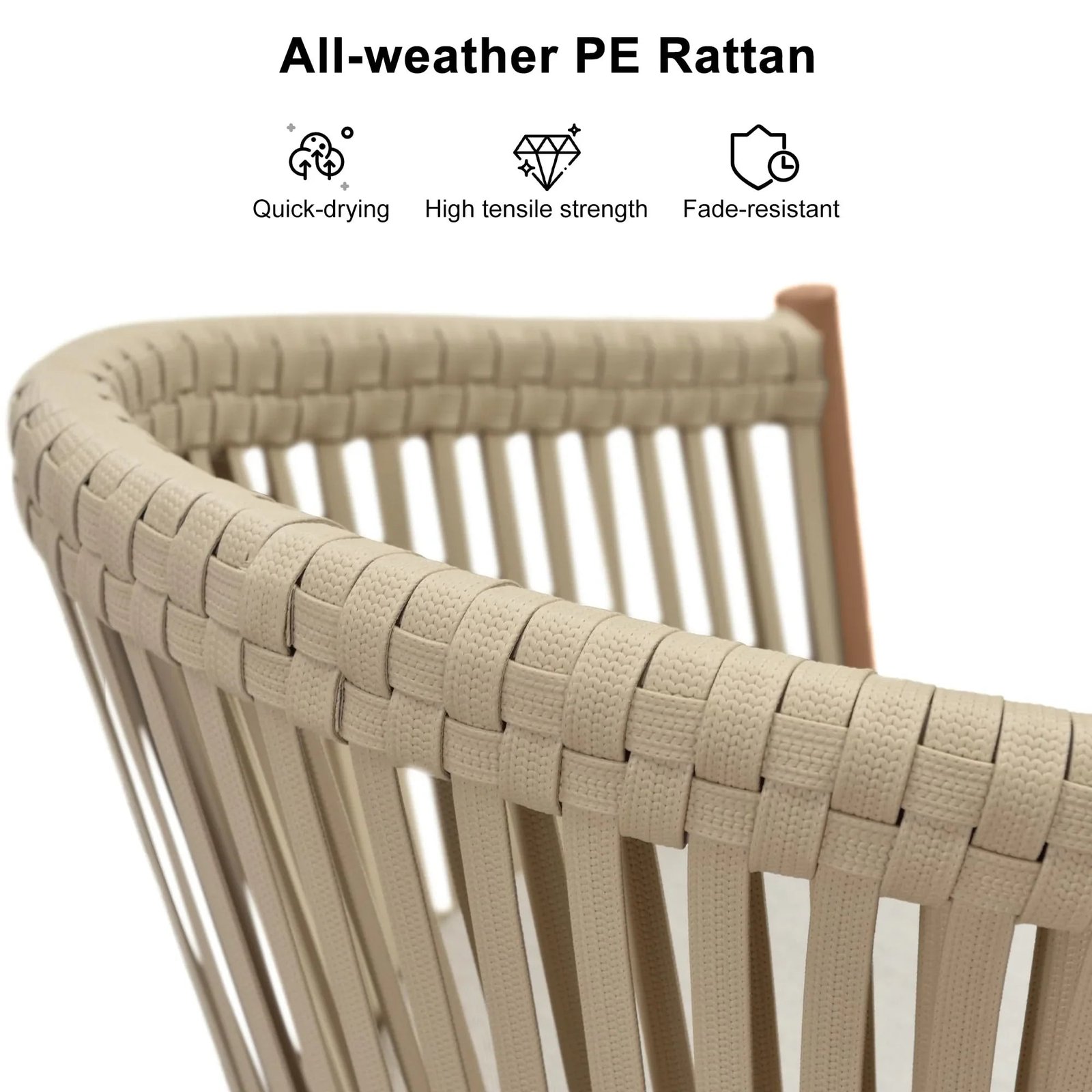 Counter Stools Bar Stools Rattan Bar Stools Wicker Bar Chairs Woven Aluminum Barstools with Back and Cushions - Image 86