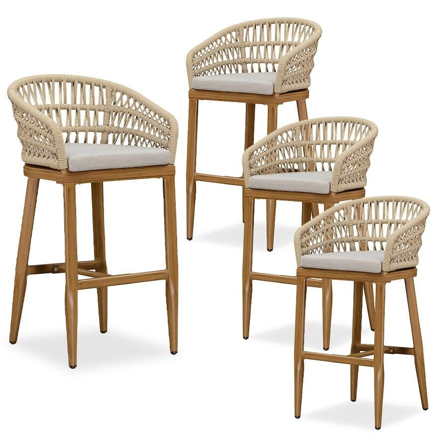 Outdoor Bar Stools Counter Stools Rattan Bar Stools Chair with Backrest for Indoor or Outdoor, Kitchen lsland - Image 28