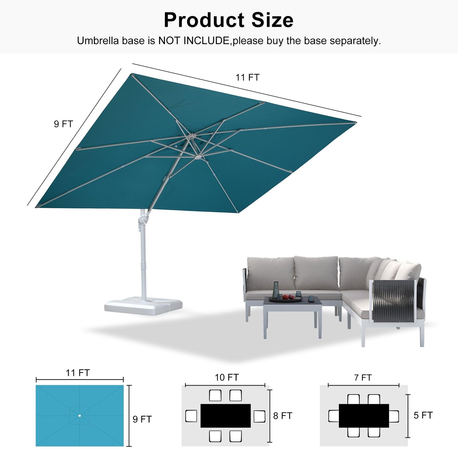 Morden White Outdoor Umbrella Premium Aluminum Patio Cantilever Pool Sun Umbrellas - Image 163