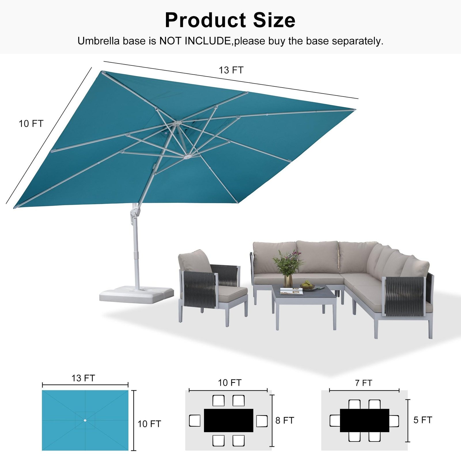 Morden White Outdoor Umbrella Premium Aluminum Patio Cantilever Pool Sun Umbrellas - Image 190