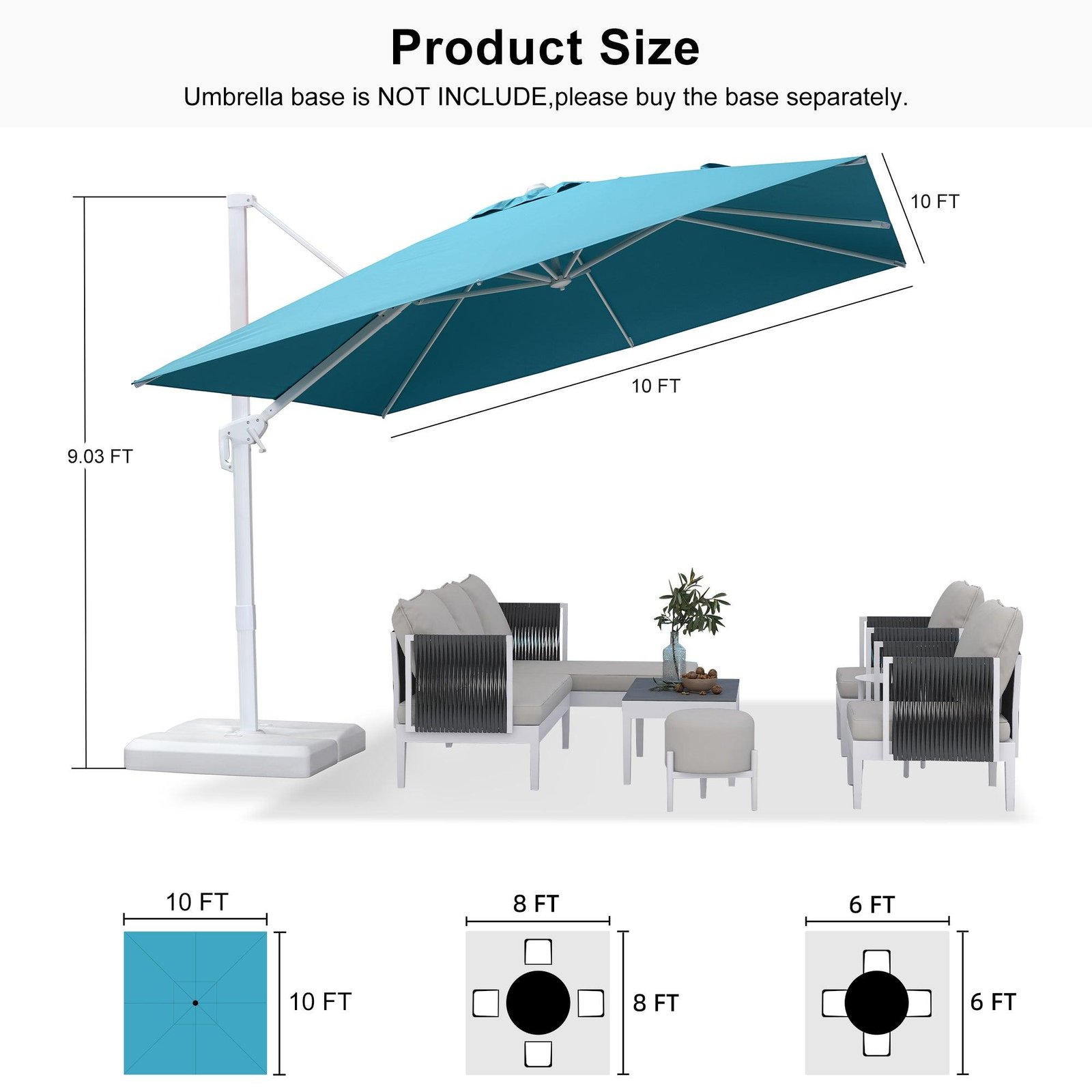 Morden White Outdoor Umbrella Premium Aluminum Patio Cantilever Pool Sun Umbrellas - Image 181