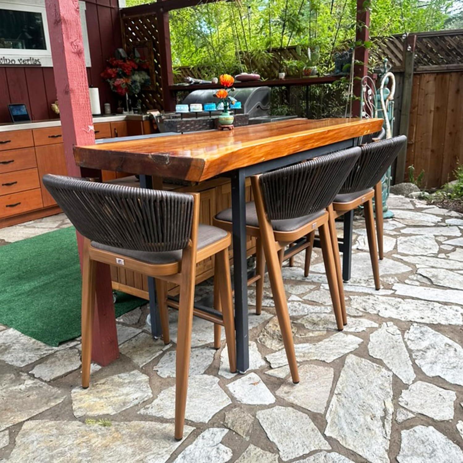 Bar Stool Rattan Bar Stools Counter Stools with Back Metal Bar Height Stool Outdoor Bar Chair for Garden Kitchen - Image 81