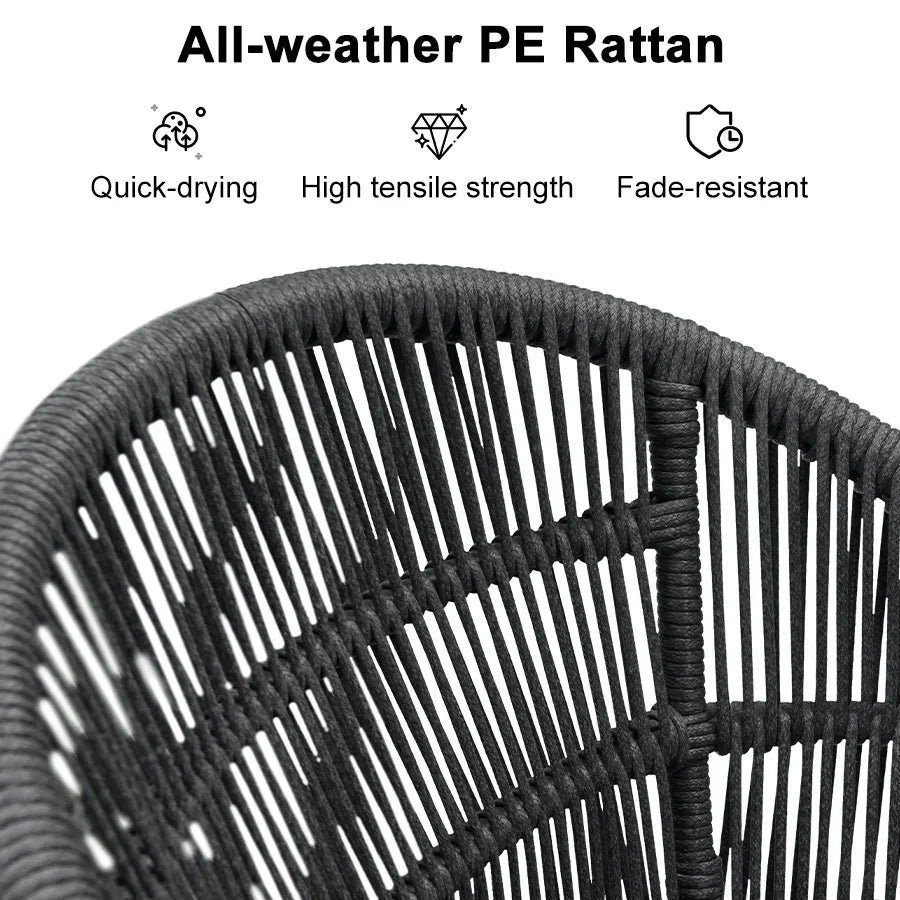 Outdoor Bar Stools Rattan Bar Stools Counter Stools with Back and Cushions  for Patio, Garden, Kitchen - Image 43