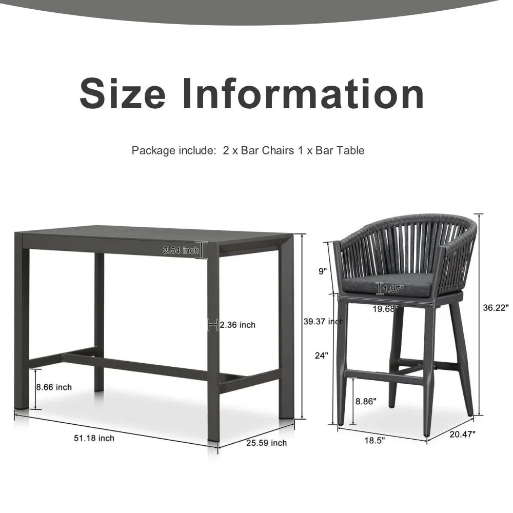 Counter Stools Bar Stools Rattan Bar Stools Wicker Bar Chairs Woven Aluminum Barstools with Back and Cushions - Image 102