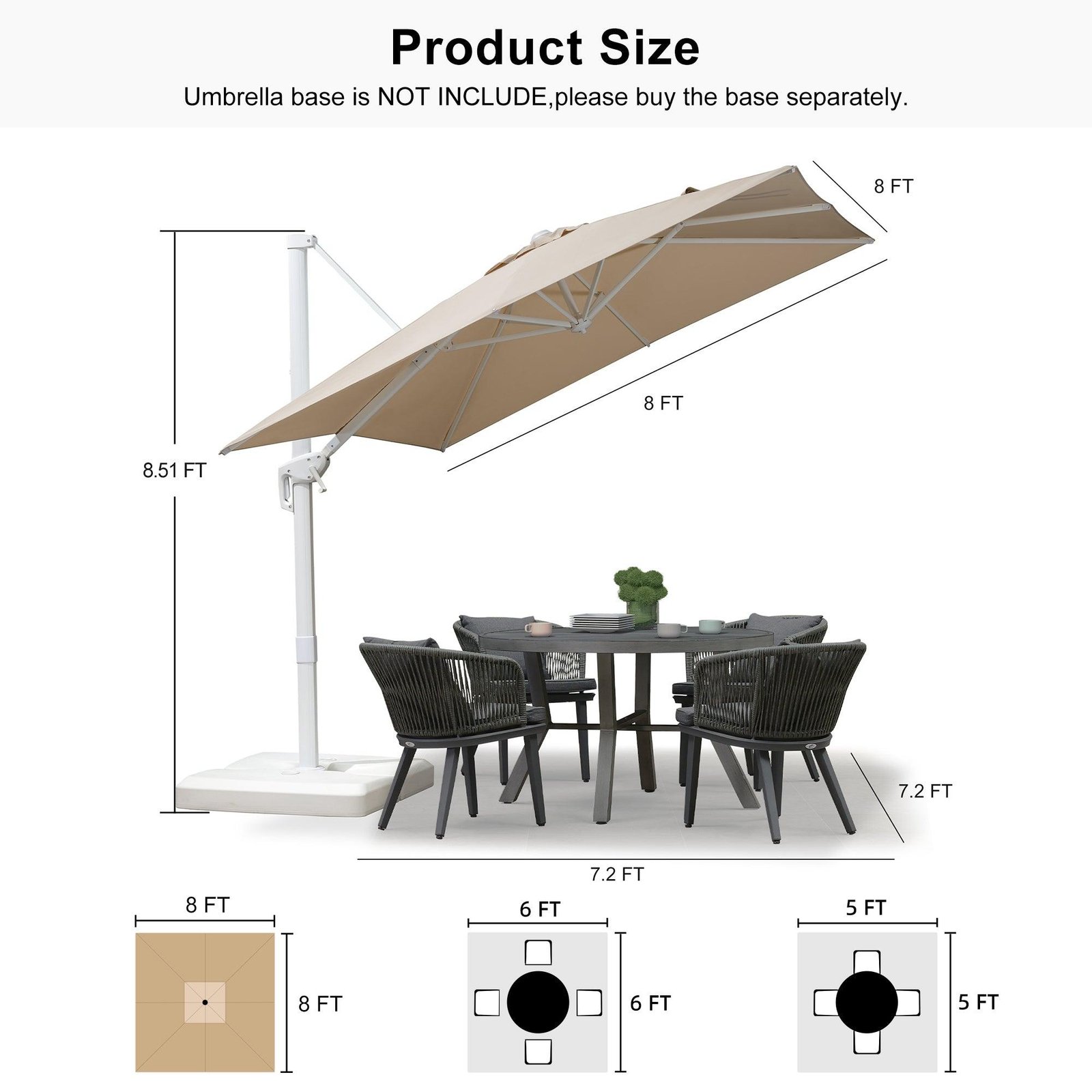 Morden White Outdoor Umbrella Premium Aluminum Patio Cantilever Pool Sun Umbrellas - Image 149
