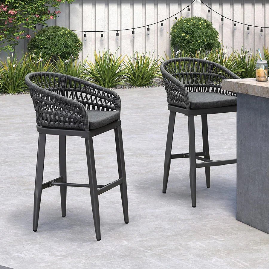 Outdoor Bar Stools Counter Stools Rattan Bar Stools Chair with Backrest for Indoor or Outdoor, Kitchen lsland - Image 61