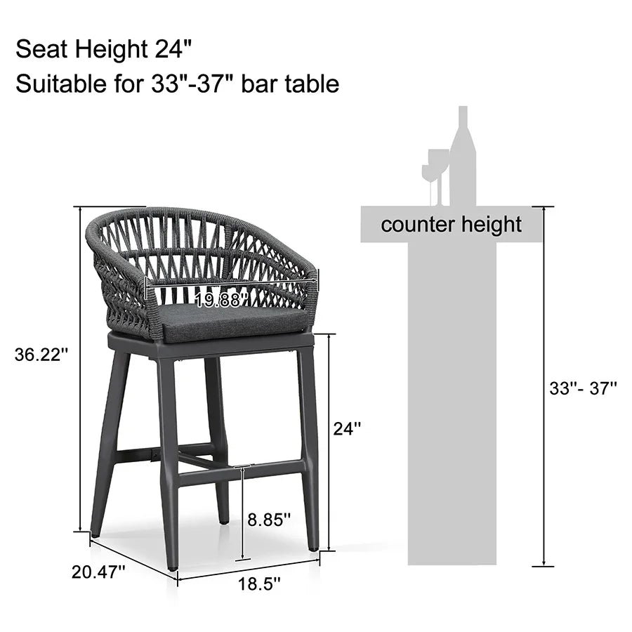 Outdoor Bar Stools Counter Stools Rattan Bar Stools Chair with Backrest for Indoor or Outdoor, Kitchen lsland - Image 44