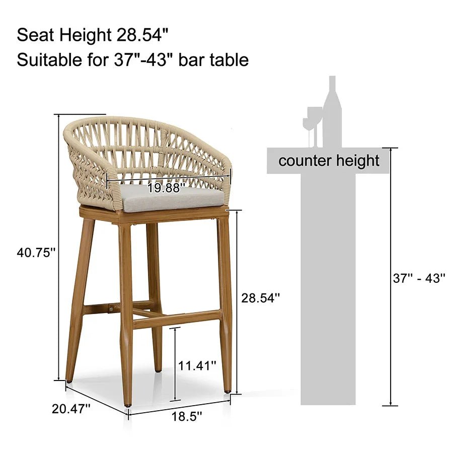 Outdoor Bar Stools Counter Stools Rattan Bar Stools Chair with Backrest for Indoor or Outdoor, Kitchen lsland - Image 40