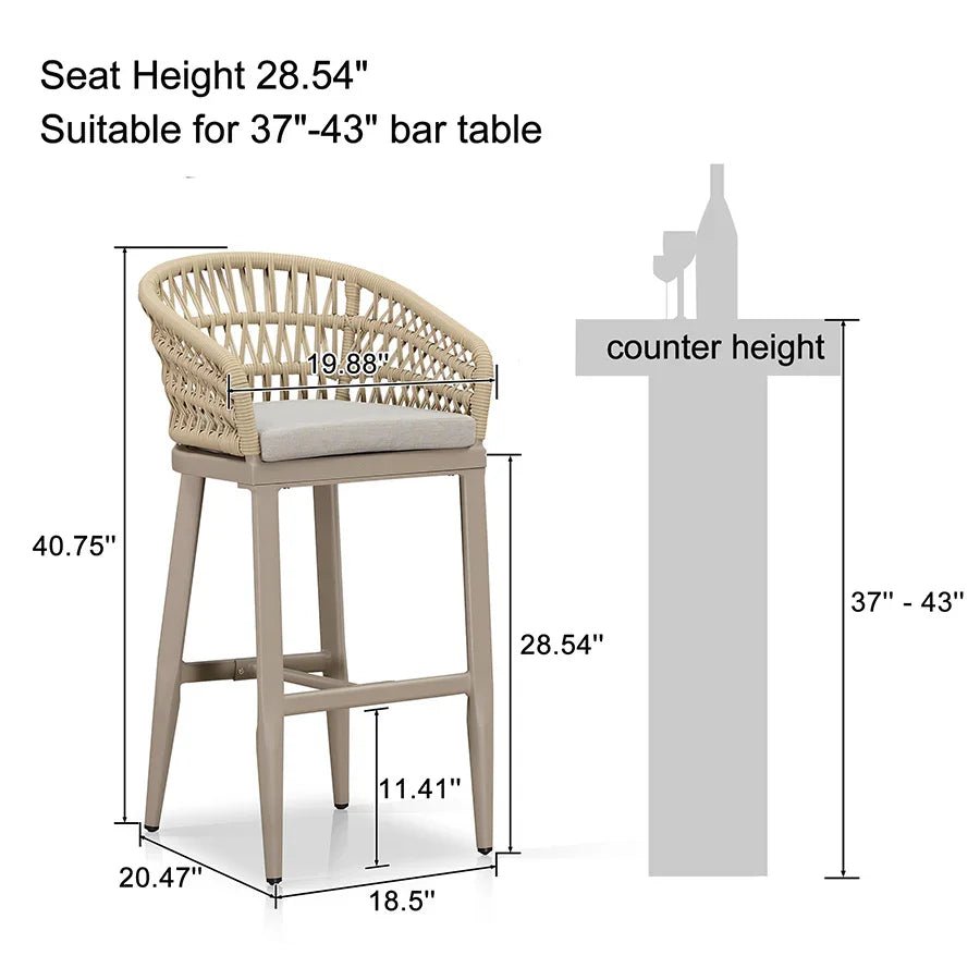Outdoor Bar Stools Counter Stools Rattan Bar Stools Chair with Backrest for Indoor or Outdoor, Kitchen lsland - Image 51