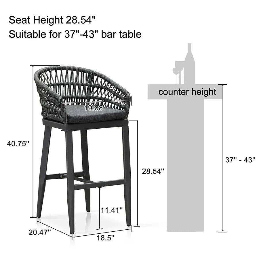Outdoor Bar Stools Counter Stools Rattan Bar Stools Chair with Backrest for Indoor or Outdoor, Kitchen lsland - Image 49