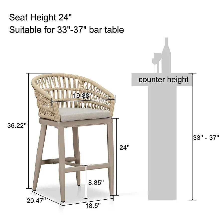 Outdoor Bar Stools Counter Stools Rattan Bar Stools Chair with Backrest for Indoor or Outdoor, Kitchen lsland - Image 39
