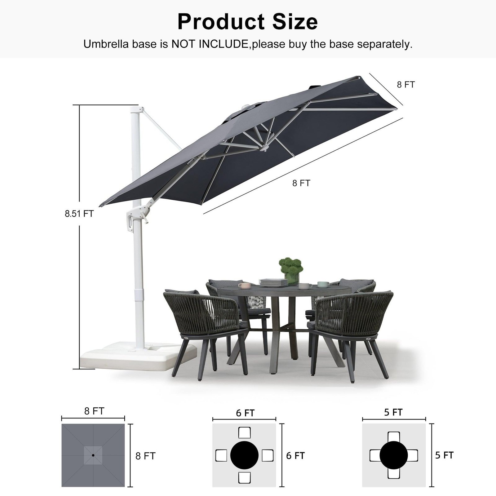 Morden White Outdoor Umbrella Premium Aluminum Patio Cantilever Pool Sun Umbrellas - Image 150