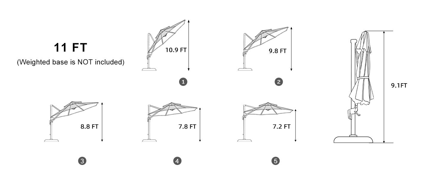 PURPLE-LEAF-Double-Top-11ft-Round-Aluminum-Patio-Umbrella-in-Wood-Color-product-size-imformation