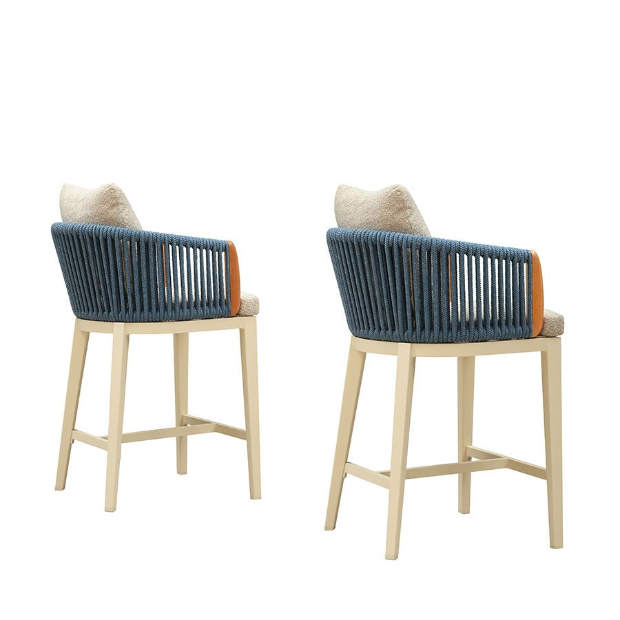 Hailar Outdoor Bar Stools Chair Modern Rattan Bar Stool with Back and Cushion for Balcony, Indoor or Outdoor, Kitchen Island - Image 21