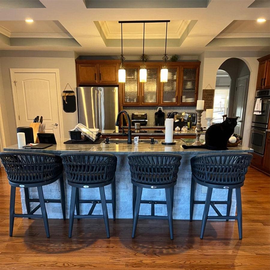 Outdoor Bar Stools Counter Stools Rattan Bar Stools Chair with Backrest for Indoor or Outdoor, Kitchen lsland - Image 26