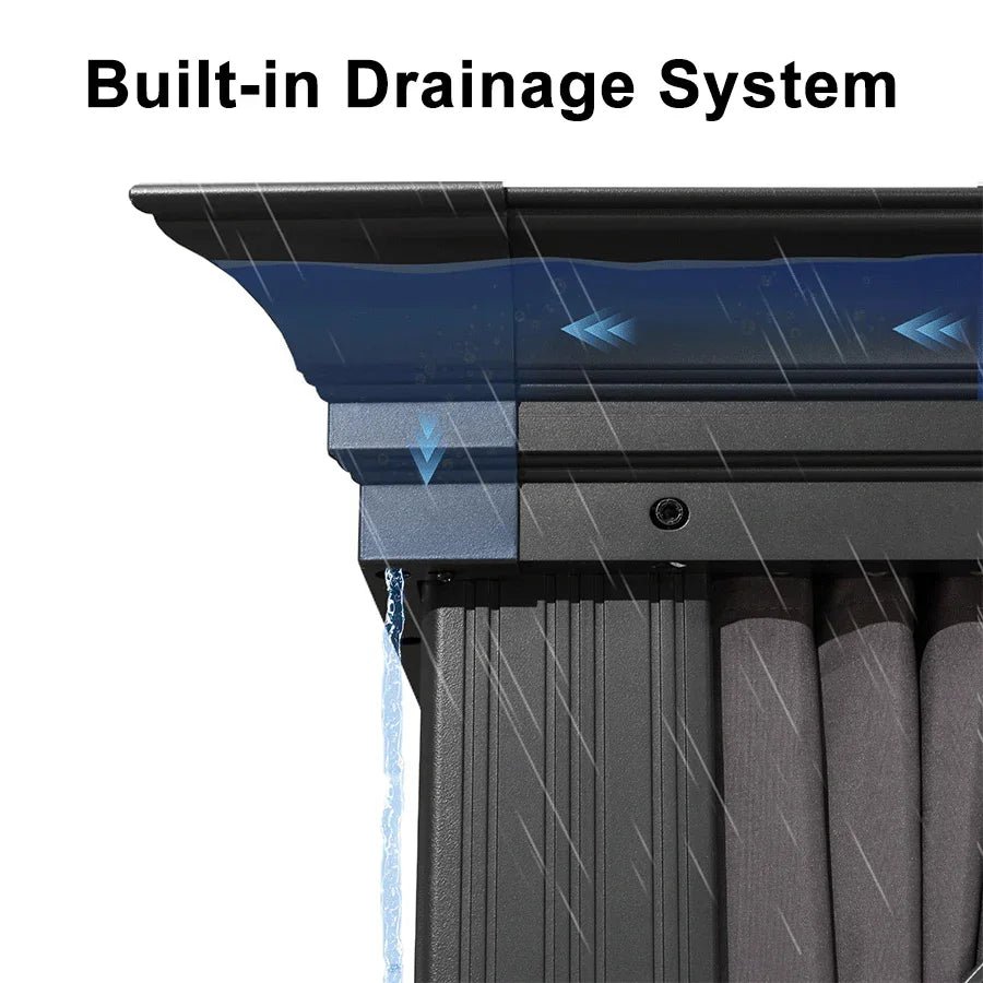 Patio Gazebo for Backyard Grey Hardtop Galvanized Steel Roof Awning with Upgrade Curtain - Image 110