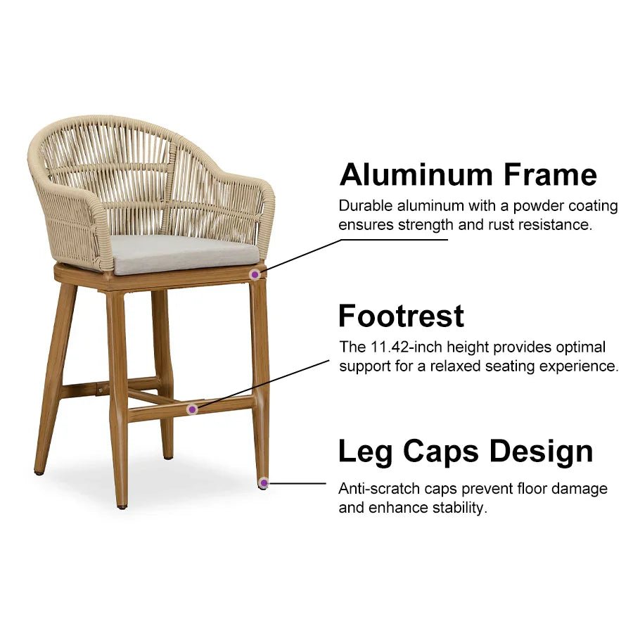 Outdoor Bar Stools Rattan Bar Stools Counter Stools with Back and Cushions  for Patio, Garden, Kitchen - Image 32