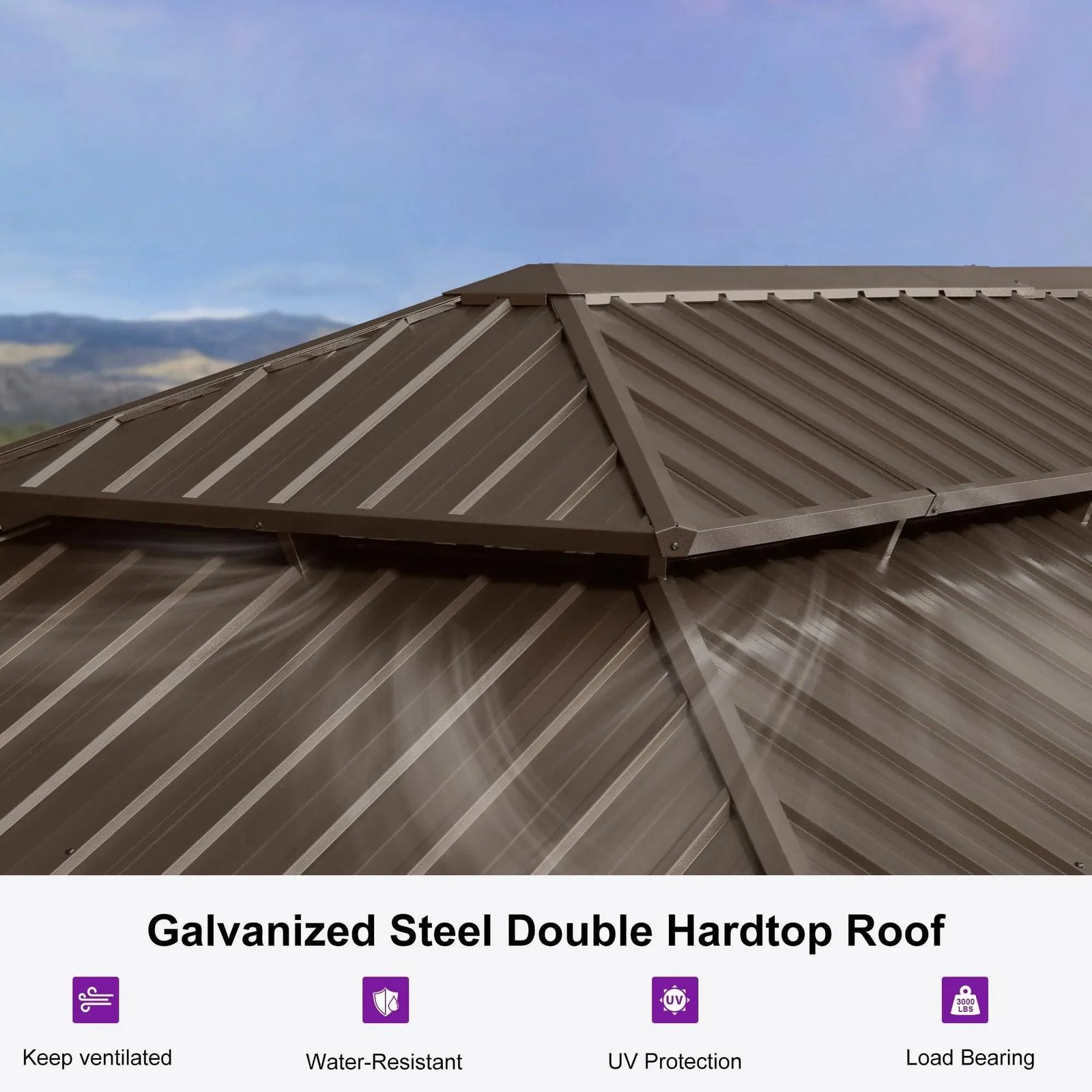 Outdoor Hardtop Gazebo for Garden Bronze Double Roof Aluminum Frame Pavilion - Image 36