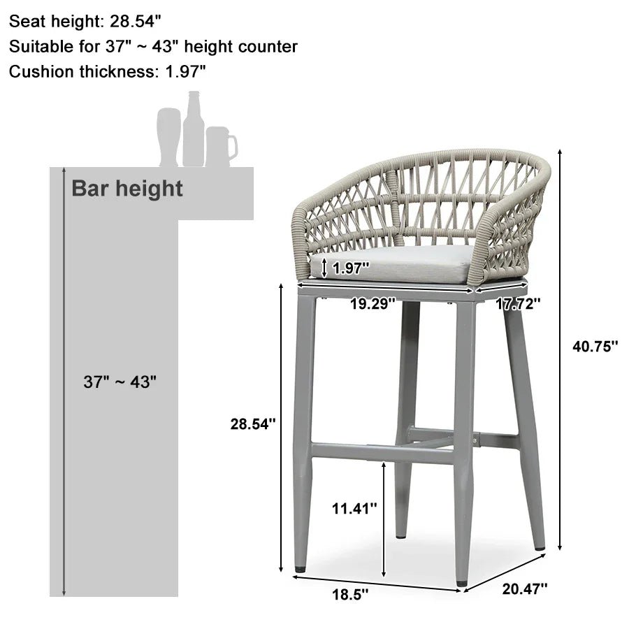 Outdoor Bar Stools Counter Stools Rattan Bar Stools Chair with Backrest for Indoor or Outdoor, Kitchen lsland - Image 92