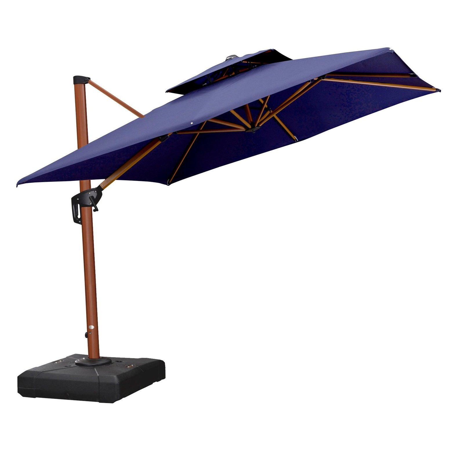 Double Top 9 / 10 / 11 / 12 ft Square Aluminum Sun Umbrellas in Wood Color - Image 75