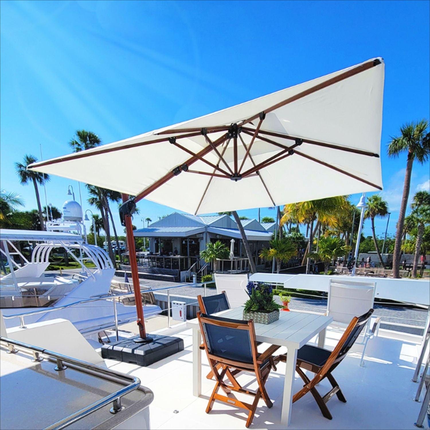 Double Top 9 / 10 / 11 / 12 ft Square Aluminum Sun Umbrellas in Wood Color - Image 78