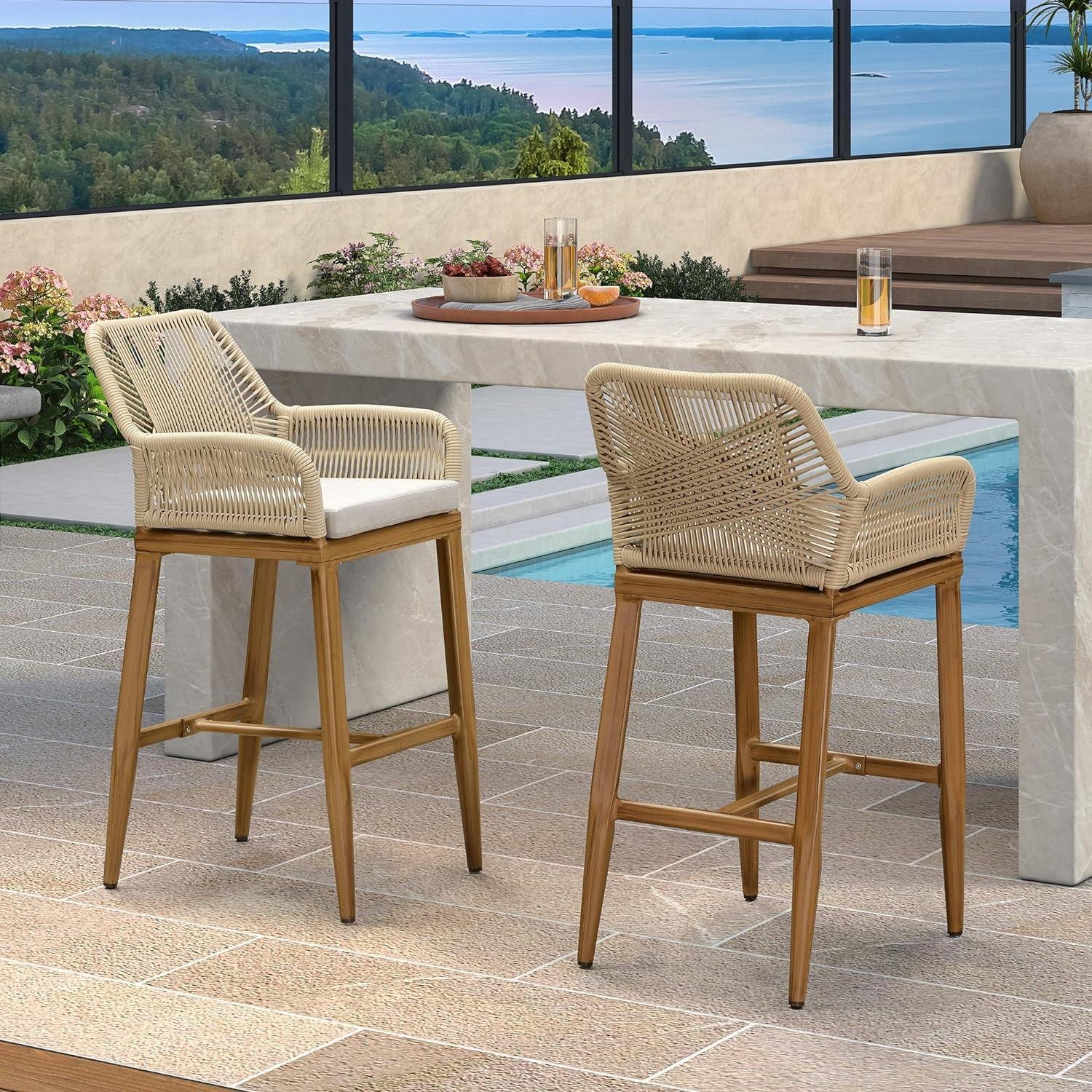 Modern Bar Stools Aluminum Bar Stool with Cushion for Indoor and Outdoor, Kitchen Island - Image 9