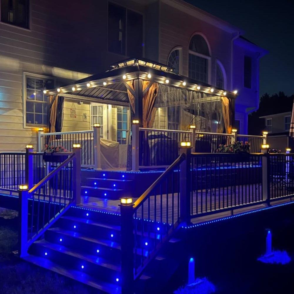 Outdoor Hardtop Gazebo for Garden Bronze Double Roof Aluminum Frame Pavilion with String Lights-milky - Image 33