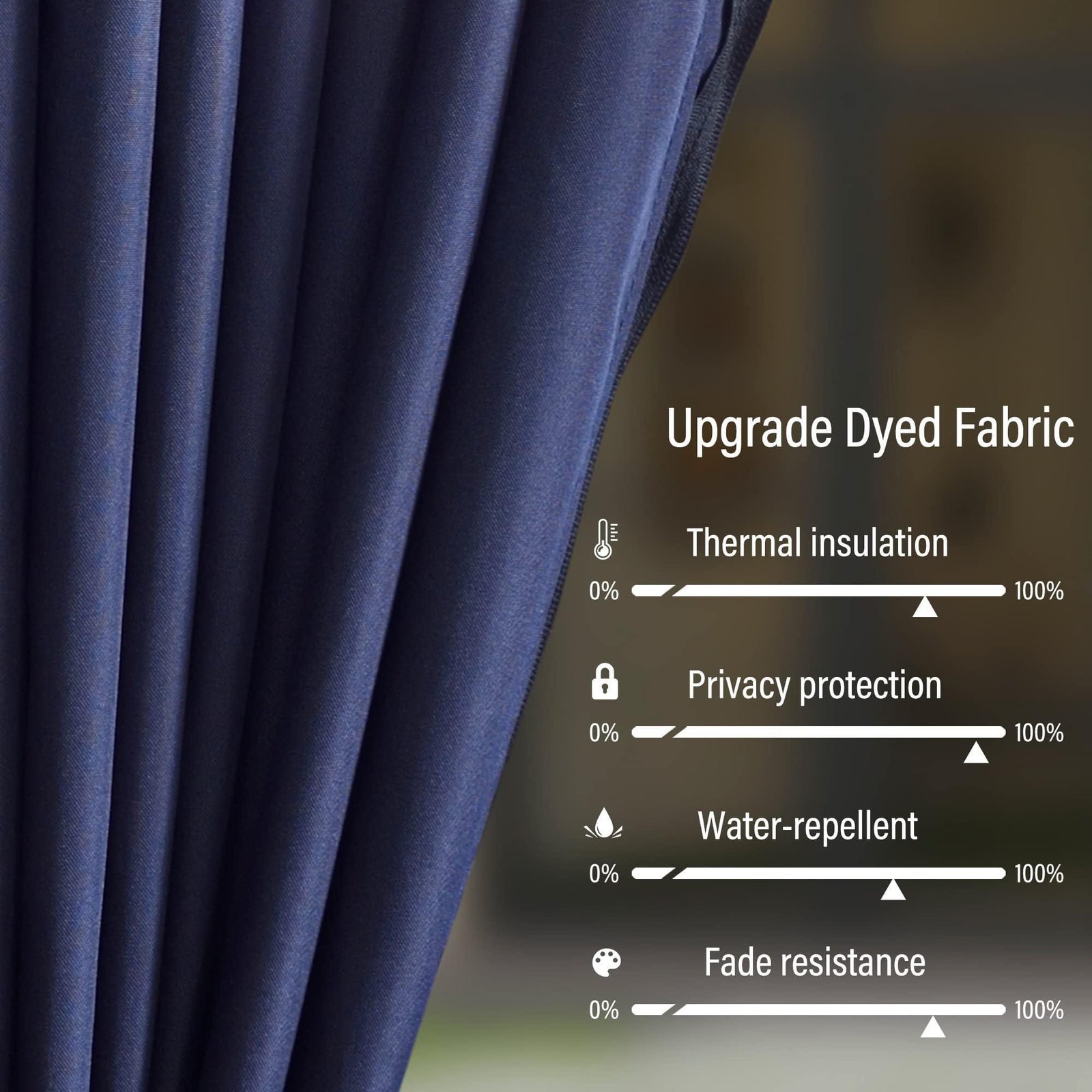 Outdoor Hardtop Gazebo for Patio Bronze Aluminum Frame Pavilion with Navy-Blue Curtain and String Lights-milky - Image 6