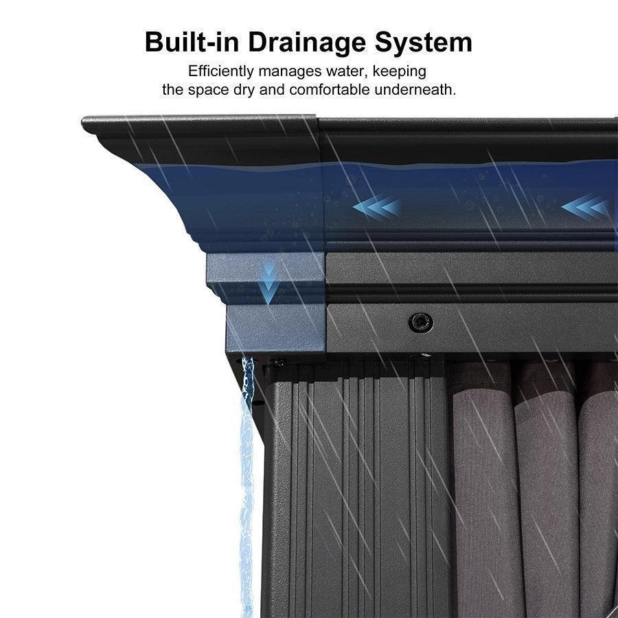 Patio Gazebo for Backyard Grey Hardtop Galvanized Steel Roof Awning with Upgrade Curtain - Image 60
