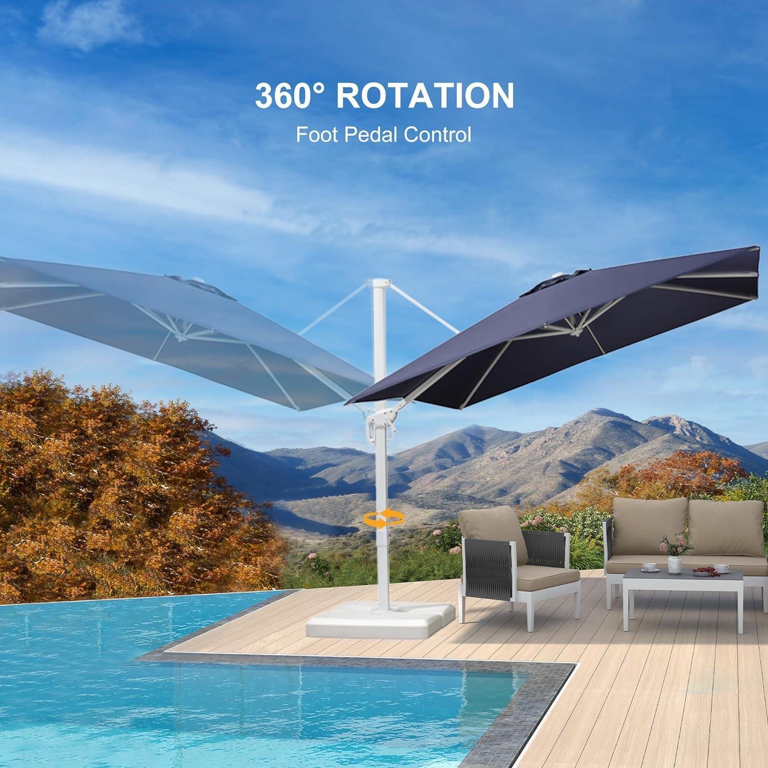Morden White Outdoor Umbrella Premium Aluminum Patio Cantilever Pool Sun Umbrellas - Image 23