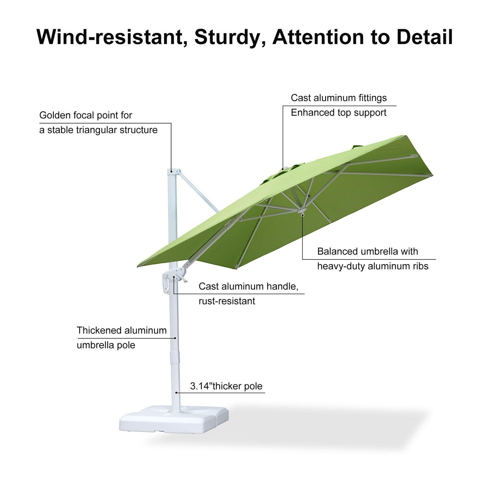 Morden White Outdoor Umbrella Premium Aluminum Patio Cantilever Pool Sun Umbrellas - Image 53