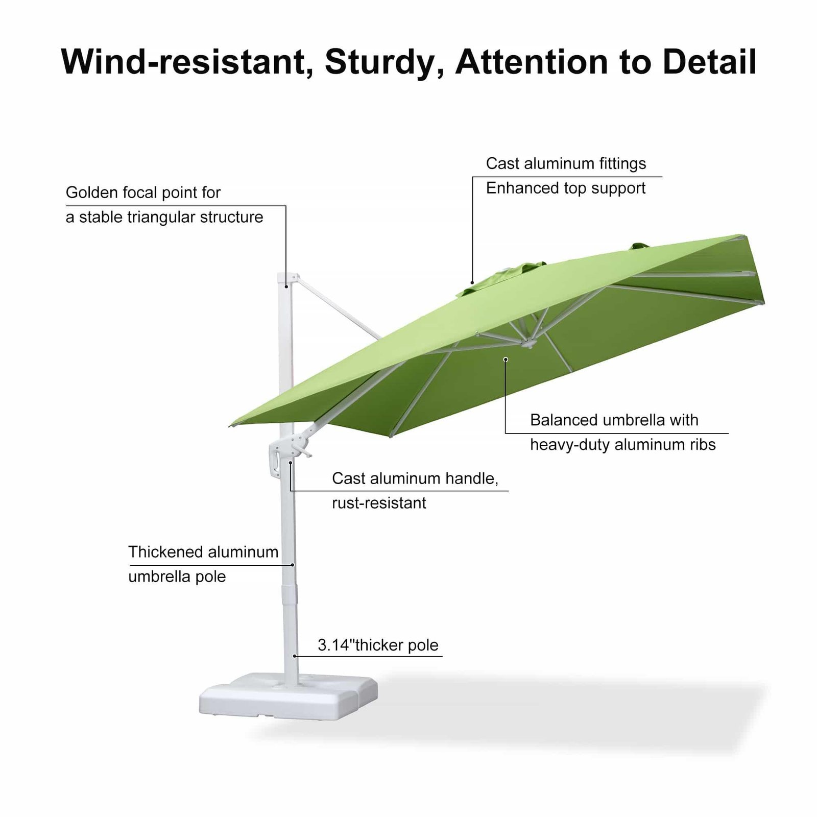 Morden White Outdoor Umbrella Premium Aluminum Patio Cantilever Pool Sun Umbrellas - Image 55