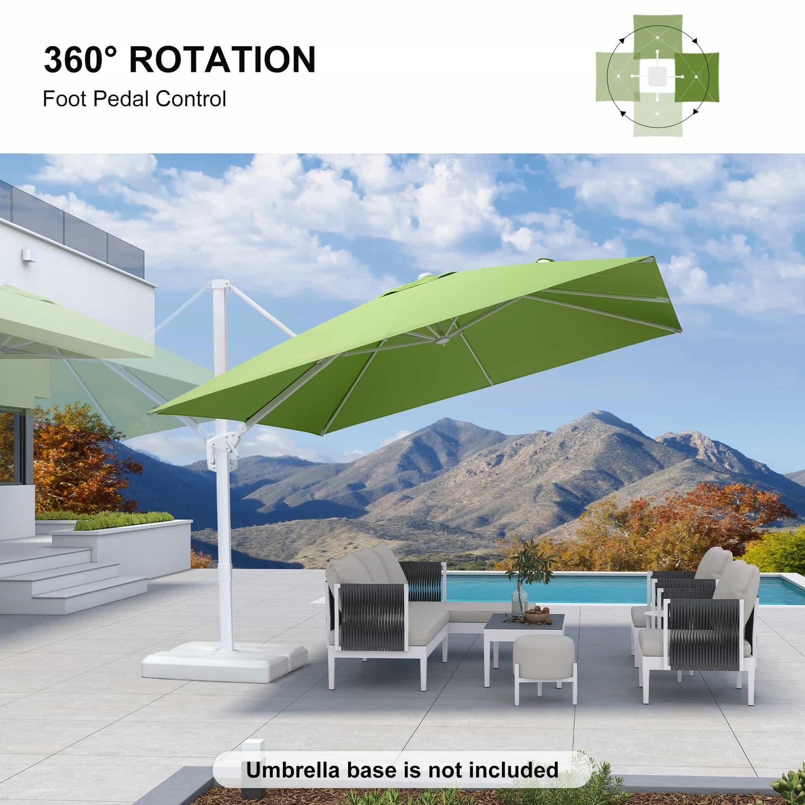 Morden White Outdoor Umbrella Premium Aluminum Patio Cantilever Pool Sun Umbrellas - Image 56