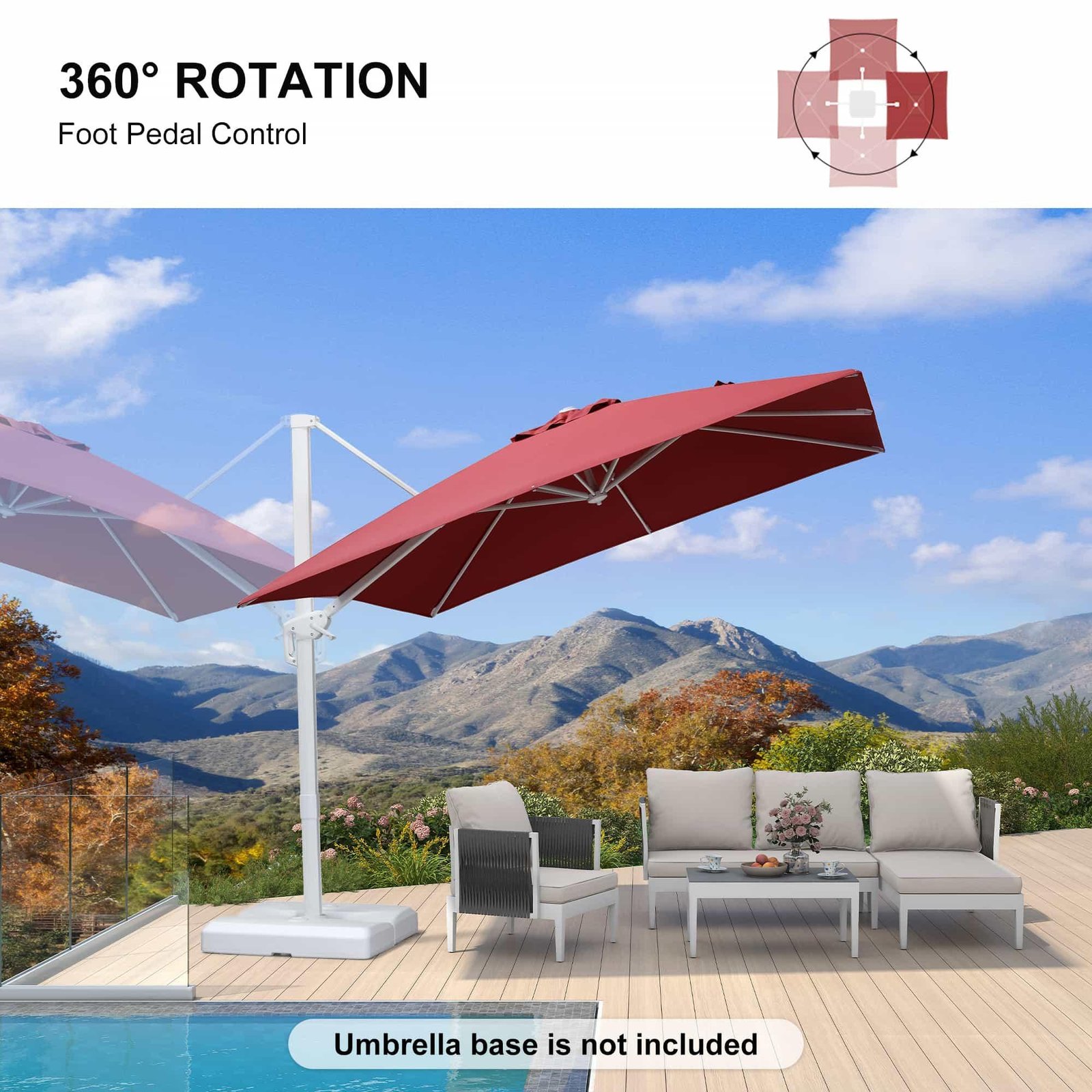 Morden White Outdoor Umbrella Premium Aluminum Patio Cantilever Pool Sun Umbrellas - Image 66