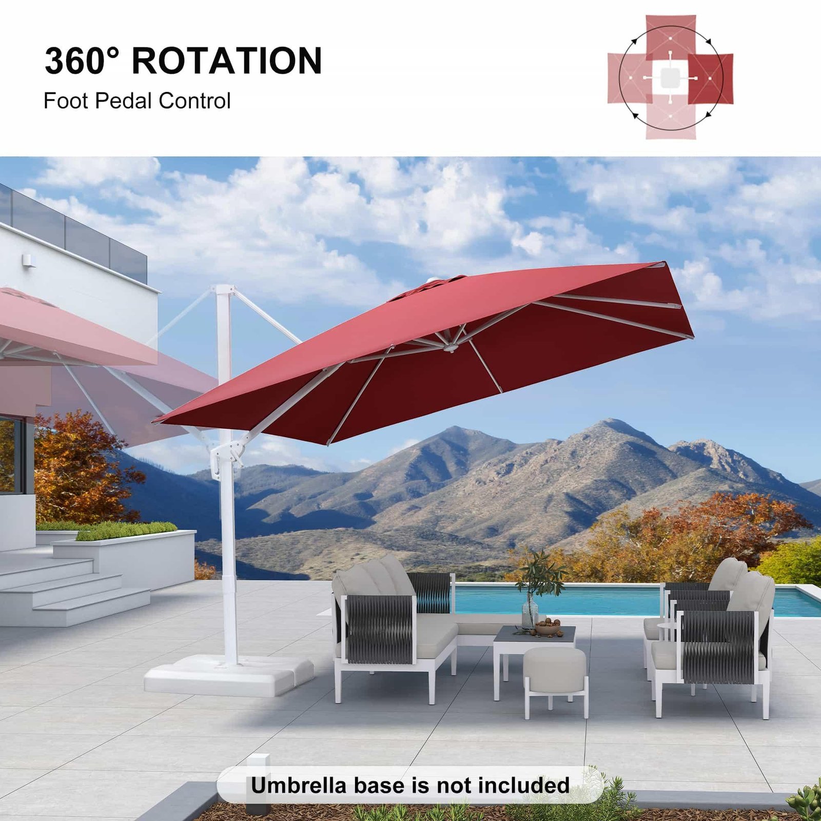 Morden White Outdoor Umbrella Premium Aluminum Patio Cantilever Pool Sun Umbrellas - Image 68