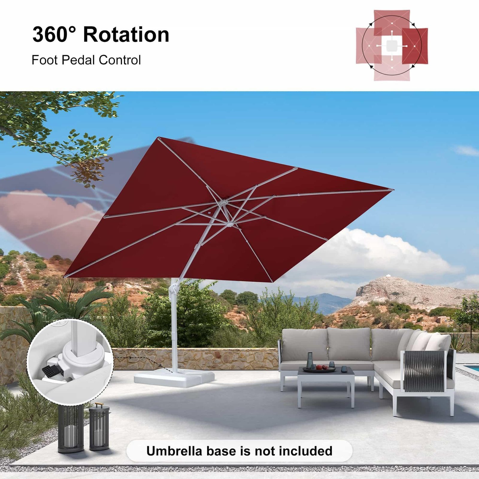 Morden White Outdoor Umbrella Premium Aluminum Patio Cantilever Pool Sun Umbrellas - Image 71
