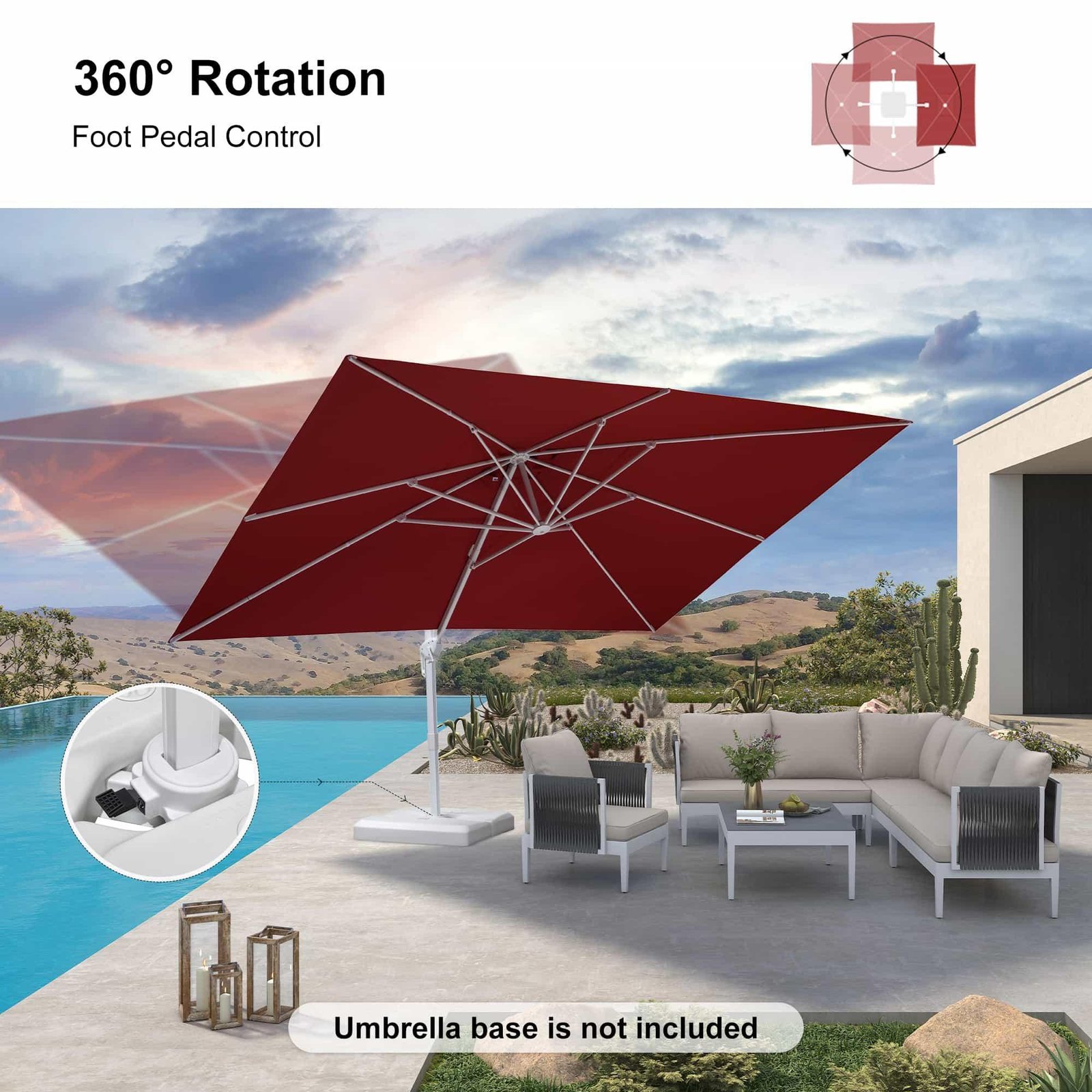 Morden White Outdoor Umbrella Premium Aluminum Patio Cantilever Pool Sun Umbrellas - Image 73