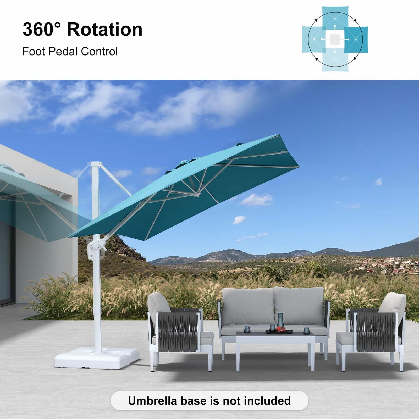 Morden White Outdoor Umbrella Premium Aluminum Patio Cantilever Pool Sun Umbrellas - Image 75