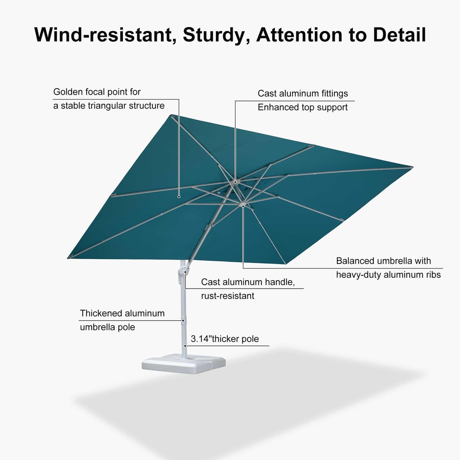 Morden White Outdoor Umbrella Premium Aluminum Patio Cantilever Pool Sun Umbrellas - Image 80