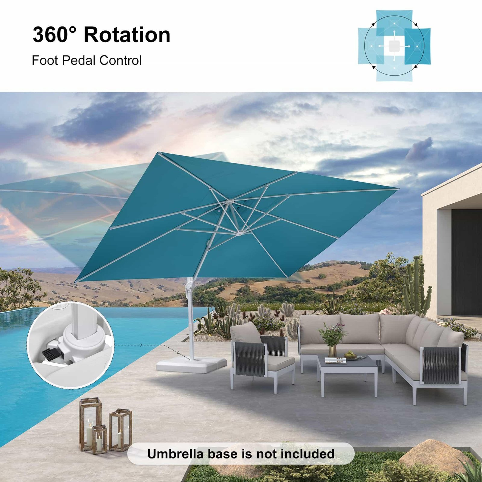 Morden White Outdoor Umbrella Premium Aluminum Patio Cantilever Pool Sun Umbrellas - Image 81