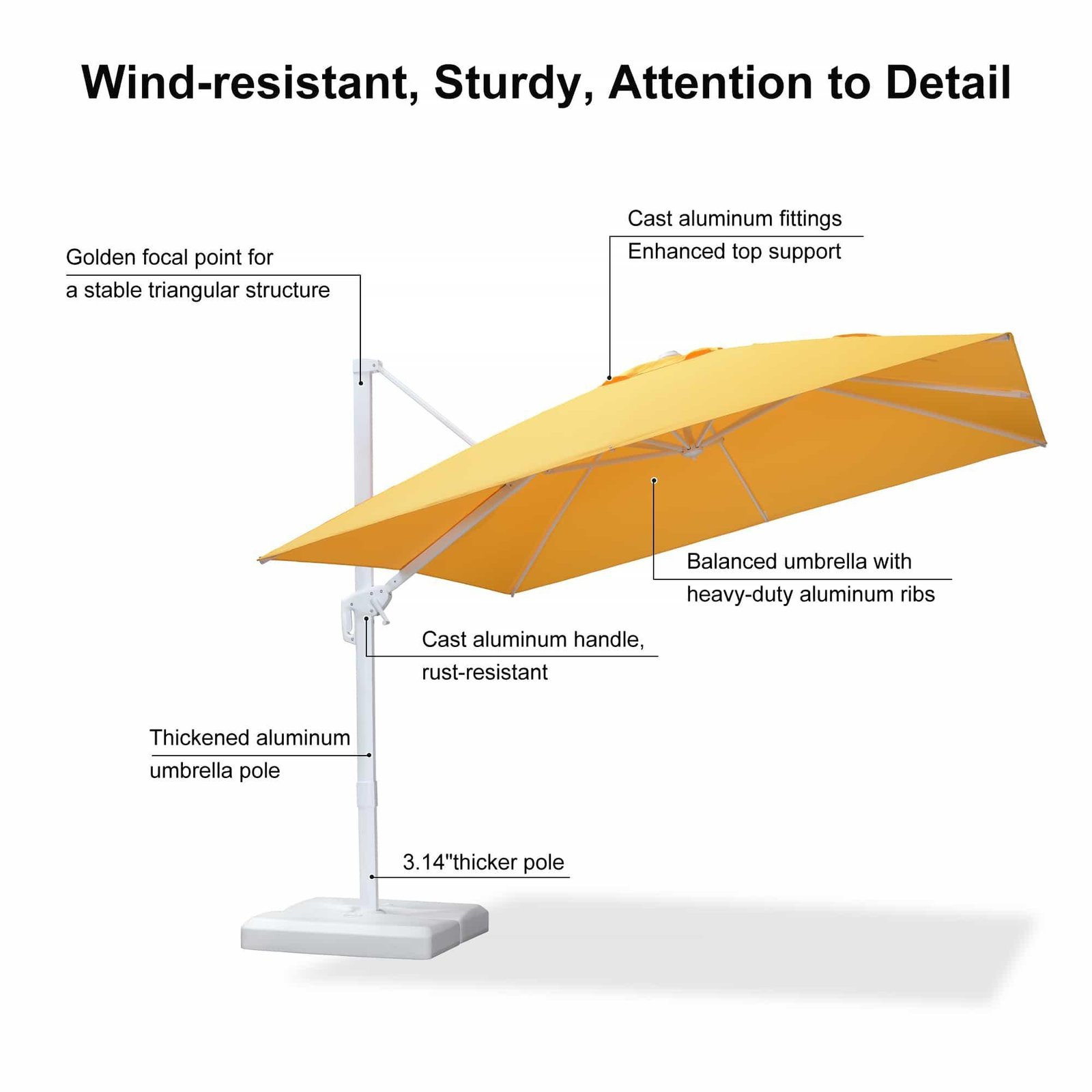 Morden White Outdoor Umbrella Premium Aluminum Patio Cantilever Pool Sun Umbrellas - Image 87