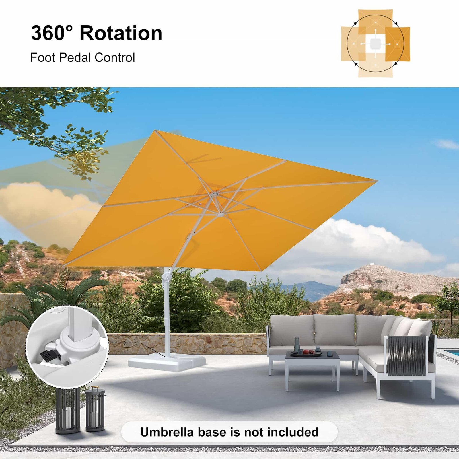 Morden White Outdoor Umbrella Premium Aluminum Patio Cantilever Pool Sun Umbrellas - Image 90