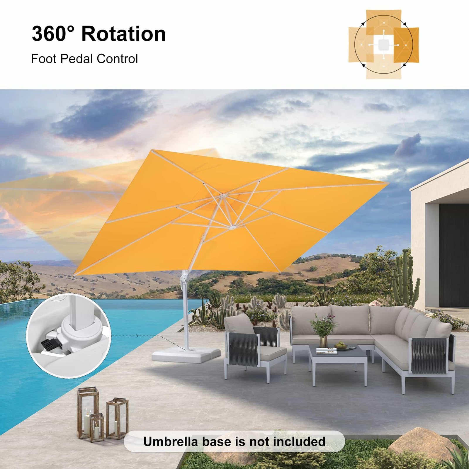 Morden White Outdoor Umbrella Premium Aluminum Patio Cantilever Pool Sun Umbrellas - Image 91