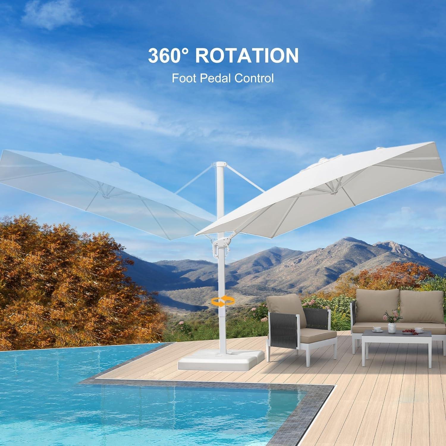 Morden White Outdoor Umbrella Premium Aluminum Patio Cantilever Pool Sun Umbrellas - Image 10